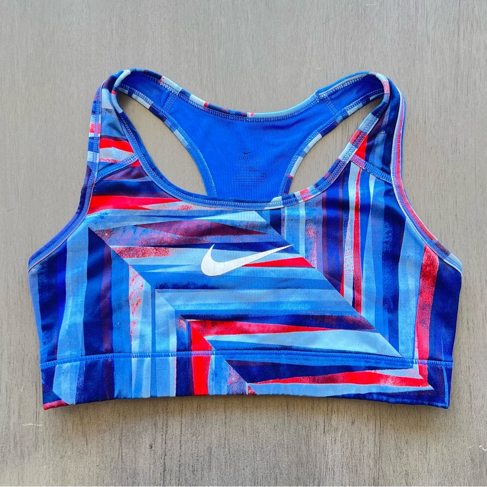 NIKE DRI FIT WOMENS ATHLETIC SPORTS BRA SLEEVELESS RACERBACK BLUE SIZE SMALL